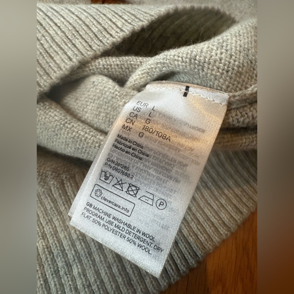 H&M Men's Light Gray Crew Neck Wool Blend Sweater Size L NWT - Picture 6 of 11